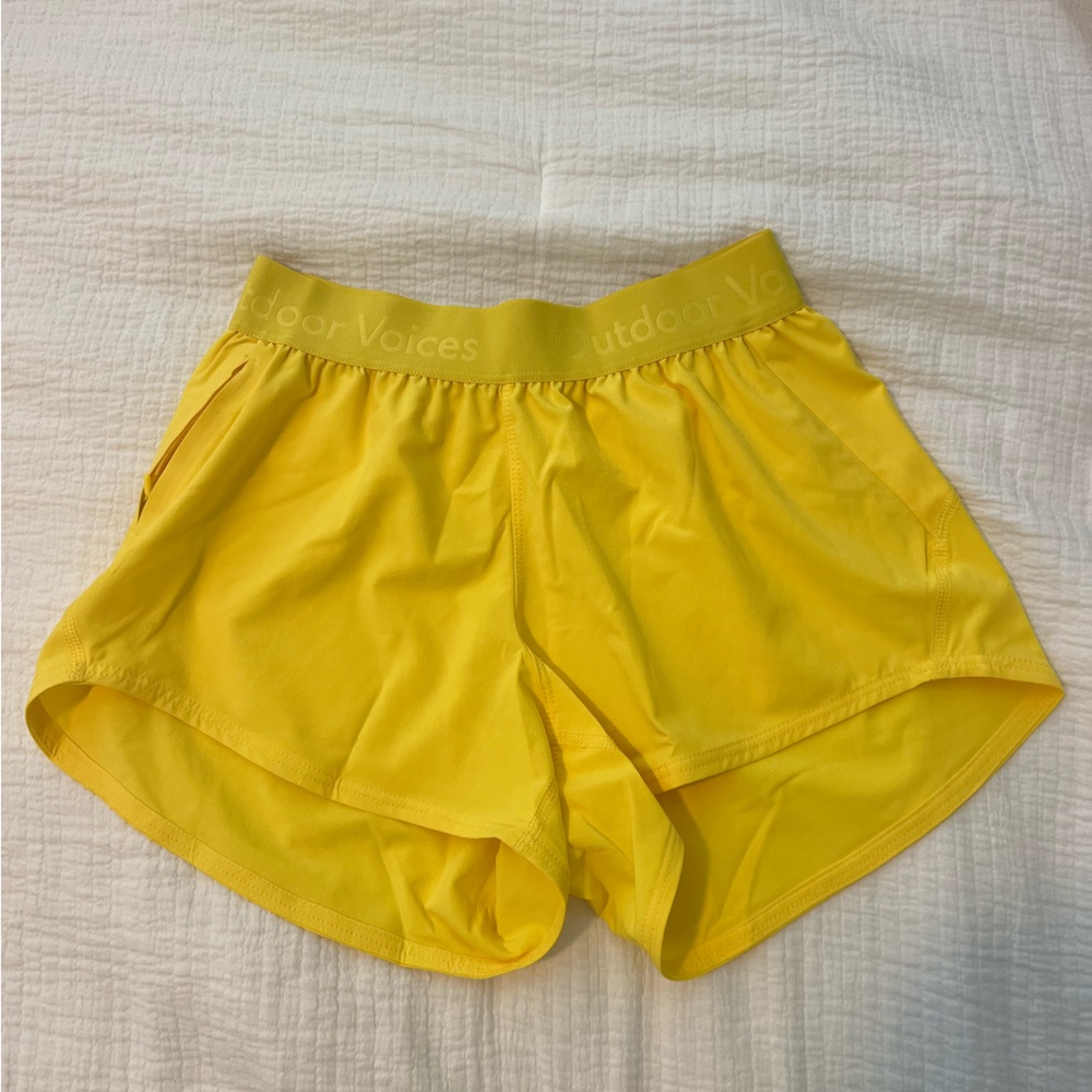 Outdoor voices yellow relay 3” relay shorts